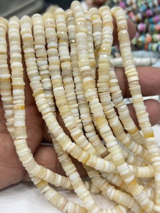 Cuentas de piedras preciosas de alta calidad para la elaboración de joyería, 17 pulgadas, nácar natural facetado, forma de disco, tamaño 7-8 mm - Product Image 3