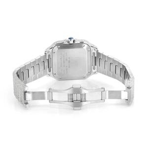 นาฬิกาควอตซ์สแตนเลสสตีลทรงเหลี่ยมแบบฮิปฮอป ประดับเพชร พร้อมหน้าปัดกระจก ดีไซน์หรูหรา สำหรับขายส่ง - Product Image 3