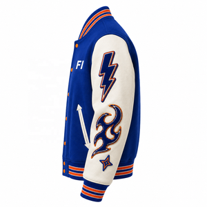 Casual Wool <b>Jacket</b> <b>Leather</b> Sleeves Chenille Embroidery Patch Street Design Hip Hop Style Baseball Letterman <b>Jacket</b> - Product Image 4