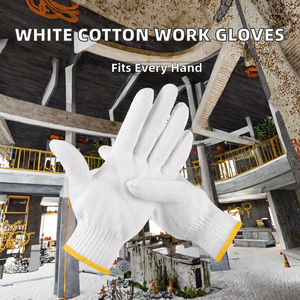 TopWin Hot Selling <b>Bleached</b> White Industrial Knitted Cotton 7 oz Anti-Slip Latex-free Silicone-free Tear-Resistant Safety Gloves - Product Image 2