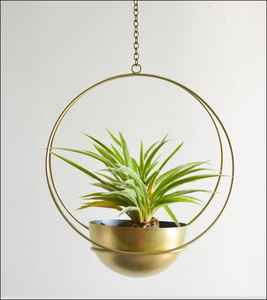 Maceta de Hierro con Acabado de Latón de Lujo, Maceta de Metal Contemporánea con Patas y Soporte Metálico para Sala de Estar - Product Image 6