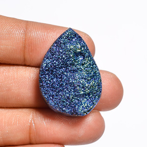 Pierre précieuse Druzy en titane bleu naturel, vente en gros de qualité rare, poire naturelle coupée en vrac pour la fabrication de bijoux - Product Image 2