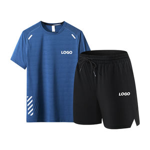 Conjunto Deportivo de Invierno para Hombre con Capucha, 2 Piezas, Camiseta de Manga Corta y Pantalones Cortos, para Entrenamiento, Gimnasio, Running, con Protección Impermeable Frontal - Product Image 1