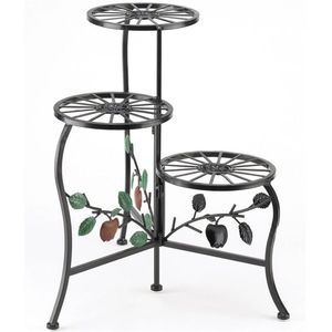 Fresh Trending Metal Plant Stand <b>Rectangular</b> Slatted Shelf Rack for Indoor <b>Outdoor</b> Garden Flower Display Black Pot Holder - Product Image 4