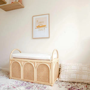 ม้านั่งเก็บของเด็กทำจากหวายสานมือคุณภาพพรีเมียม กล่องเก็บของเล่นหวายธรรมชาติอเนกประสงค์ เก้าอี้เก็บของสำหรับเด็ก ตกแต่งห้องเด็กสไตล์นอร์ดิก - Product Image 4