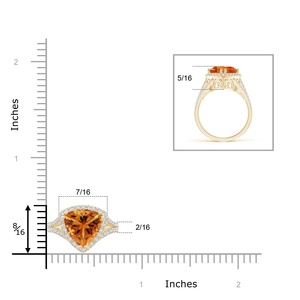 14K Solid Gold Trillion Cut Natural Citrine Cocktail <b>Ring</b> with Diamond Accents Unique Design Pave Sett Diamond <b>Split</b> Shank <b>Ring</b> - Product Image 4