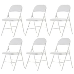 Eleganti Sedie Pieghevoli in Ferro e PVC Bianche (6 Pezzi) per Convenzioni ed Esposizioni - Arredamento Industriale - Product Image 2