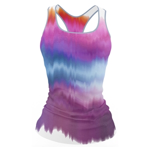 <b>High</b> Elastic Women Racerback Tank <b>Top</b> Colorful Gradient Tie Dye Print Summer Sleeveless Gym Yoga Vest Breathable Sports <b>Top</b> - Product Image 3