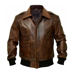 Top Selling Men's Genuine Leather Bomber Jacket Black Turn-down Collar Faux Fur Lining Zipper Closure Winter Moto Style - Product Image 1