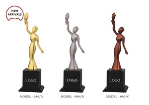 Elegant Office Metal Statue Graceful Lady Dial Shape Professional Workspace Desk Decor In Golden Silver Copper Bronze Finishes - Product Image 2
