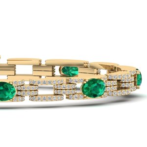 REYES Personalized Sterling <b>Silver</b> 925 Moissanite Tennis <b>Bracelets</b> For Women 14K <b>Solid</b> White Gold Emerald Gemstone Jewelry - Product Image 5
