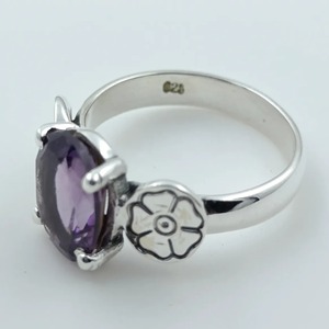 Amethyst <b>Ring</b> Handmade Sterling Silver Bezel Setting Natural Purple Oval Shape Gemstone <b>Boho</b> Jewelry February Birthstone Gift - Product Image 5