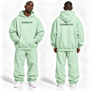 Conjunto de Sudadera con Capucha y Pantalones Largos para Hombre, Estilo Urbano, Color Marfil, Transpirable, con Estampado, 2 Piezas - Product Image 3