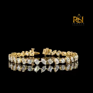 Five Shape Lab Grown Diamond Tennis Bracelet Multi Shape Eternity Link Bracelet 9K 14K 18K <b>Solid</b> <b>Gold</b> Fine Jewelry - Product Image 2