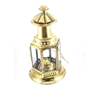 Lámpara de aceite estilo antiguo hecha a mano de latón macizo con forma de barco, para decoración náutica marítima del hogar, acabado en oro pulido. - Product Image 6