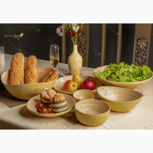 Cuenco de servicio de bambú natural de estilo clásico ecológico personalizado, cocina desechable, esencial para fiestas - Product Image 3