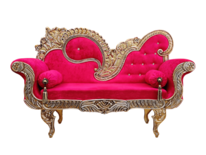 โซฟาแต่งงานสุดหรู สไตล์มหาราชา แกะสลักลายทอง หุ้มกำมะหยี่ 2 ที่นั่ง - Product Image 2