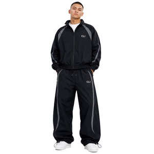 Chaqueta Cortavientos de Nailon para Hombre con Cierre Completo y Paneles en Contraste, Bloques de Color Personalizados, Rayas Reflectantes, Impermeable, Ropa Deportiva Informal para Invierno - Product Image 1
