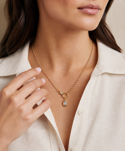 DEF Front Clasp Enhancer Lock Ball Chain Necklace with Baguette & Oval Pendant Necklace VVS Lab Diamond 14K Gold IGI Certified - Product Image 3