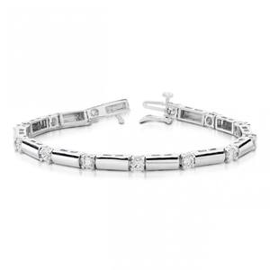 Brazalete de tenis de platino con barra de metal y diamantes redondos cultivados en laboratorio - Product Image 1