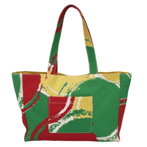 Bolsa de Lona Natural de 12 Onzas con Estampado Circular Colorido de Alta Moda, Forro Interior de Poliéster, para Compras o Regalos - Product Image 1