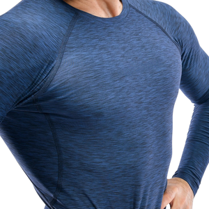 Camiseta de compresión de manga larga para hombre, cuello redondo, secado rápido, ajuste muscular, capa base, etiqueta privada personalizada, proveedor mayorista - Product Image 6
