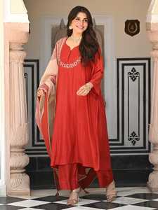 ชุดสูทผ้าไหมอินเดียปากีสถานสีลาเวนเดอร์ ดีไซน์ทันสมัย สำหรับผู้หญิง สวมใส่ในงานปาร์ตี้ งานแต่งงาน หรืองานพิธีต่างๆ  แบบพิเศษเฉพาะตัว - Product Image 5