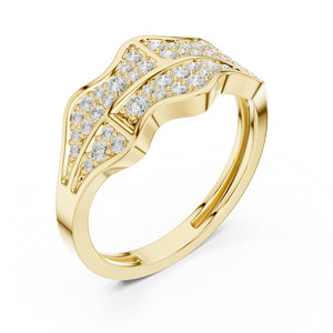 Bague de luxe pour homme en or jaune 18 carats avec motif ondulé et diamants cultivés en laboratoire, moins de 1 carat, S VIRVADIYA - Product Image 2