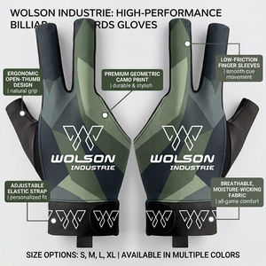 Gants de billard personnalisés avec logo, en maille respirante, à trois doigts, pour une action de queue fluide, ajustables, légers, pour l'intérieur - Product Image 4