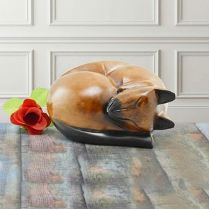 Wooden Pet Cremation Urns Sleeping Cat American Style Ashes New Wholesale Burial Wooden Pet Cremation Urn By Falah International - Product Image 1