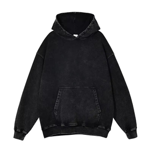 Sweat-shirt à capuche unisexe surdimensionné en coton molletonné 100% avec effet délavé personnalisé, idéal pour l'hiver, le streetwear, séchage rapide, mode décontractée, OEM - Product Image 3