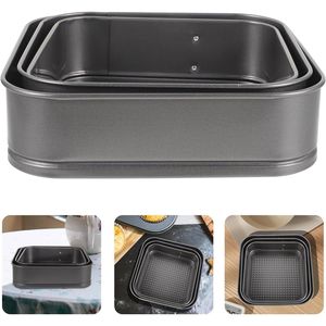 Set di Teglie per Torte con Fondo Rimovibile, Antiaderenti in Acciaio al Carbonio, 3 (4, 7, 9 Pollici) Teglie Quadrate per Cheesecake - Product Image 1