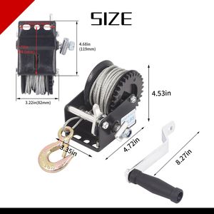 Verricello Manuale per Rimorchio Barca da 800 Libbre con Cavo in Acciaio da 33 Piedi e Gancio per Guanti - Product Image 2