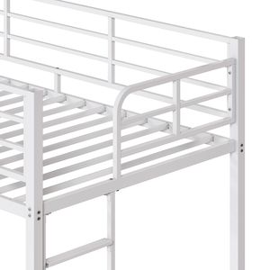 Letto a castello moderno bianco in ferro per bambini con sponde alte a tubo quadrato, scaletta laterale e apertura per massima durabilità e spazio contenitivo - Product Image 4