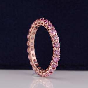 แหวนแต่งงานเพชรชมพูเพาะเลี้ยงในห้องปฏิบัติการ น้ำหนักรวม 1.40 กะรัต - ทองคำชมพู 10K - Product Image 1