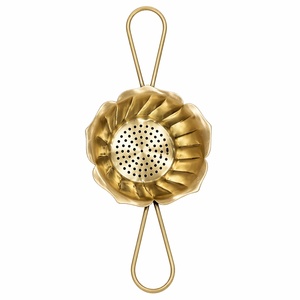 Premium Matte Gold <b>Tea</b> Strainer Floral Design Handmade Metal <b>Tea</b> Filter Fine Mesh Loose Leaf <b>Tea</b> <b>Infuser</b> Luxury Kitchen Tool - Product Image 1