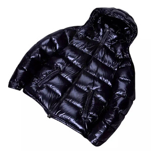 Custom Manufacturer Brand Shiny Puffer Jacket Winter <b>Padded</b> <b>Coat</b> Bubble <b>Coat</b> Unisex Zip up Outdoor Black Windbreaker Down Jacket - Product Image 1