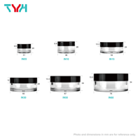 Pot cosmétique transparent en PET de 60 ml, écologique, recyclable, à paroi simple, avec bouchon à vis noir brillant, pour nettoyant visage, certifié ISO