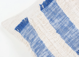 Hand Tufted Texture Boho Ivory and Blue Fringe Cushion Cover Handmade Decorative <b>Pillow</b> <b>Case</b> for Sofa Bedroom Living Room Home D - Product Image 3