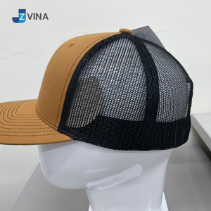 Casquette Trucker en Toile Noire et Maille Orange de Haute Qualité avec Logo Personnalisé, 6 Panneaux, Réglable, Unisexe, Broderie 3D Décontractée - Product Image 2