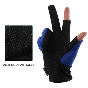 Guantes de Pesca Premium de Medio Dedo, de Malla Azul y Negra, Transpirables, Ligeros, Unisex, para Todas las Estaciones, con Cierre de Tirón, Ecológicos - Product Image 2