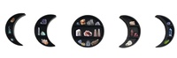 Moderne maanfase houten wandplanken voor de keuken, halvemaanvormige opbergdisplay met maanfase thema