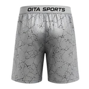 Light Grey Black Speckled Print Athletic Sports <b>Shorts</b> with <b>Elastic</b> <b>Waistband</b> Lightweight Breathable Gym Workout Performance - Product Image 2