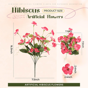 ดอกชบาผ้าไหมสีเหลืองอมชมพูสีขาวทนรังสียูวีสำหรับปลูกต้นไม้ปลอม12มัด - Product Image 6