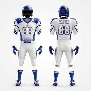 Ensemble maillot et pantalon de football américain personnalisé, grande taille, sublimé, respirant, anti-humidité, extensible dans quatre directions, écologique - Product Image 2