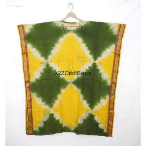 เดรสผ้าฝ้ายพิมพ์ลายดอกไม้สไตล์อินเดีย งานแฮนด์เมด 100% ทรงเข้ารูป คอวี แขนสั้น ความยาวปานกลาง แต่งระบายและพู่ห้อย สำหรับผู้หญิง - Product Image 2