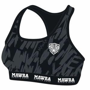 MAWRA Soutien-gorge de sport pour femme, col rond, dos nageur, imprimé, respirant, soutien moyen, noir/gris - Product Image 5