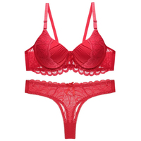 Ensemble micro-soutien-gorge et string en dentelle bleue pour filles, 2 pièces, style bikini sexy à col ajouré, tricoté extensible, respirant et écologique