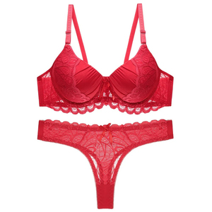 Women's Blue Lace Micro Bra Set with <b>Thong</b> Panty 2 Piece Sexy Neck Hollow Stretch Knitted Bikini Style Breathable Eco-Friendly - Product Image 6