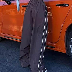 Pantalones Parachute de Pierna Ancha, Estilo Jogger Holgado con Cintura Elástica, Pantalones Deportivos Y2K para Mujer, Estilo Casual y Oversize - Product Image 4